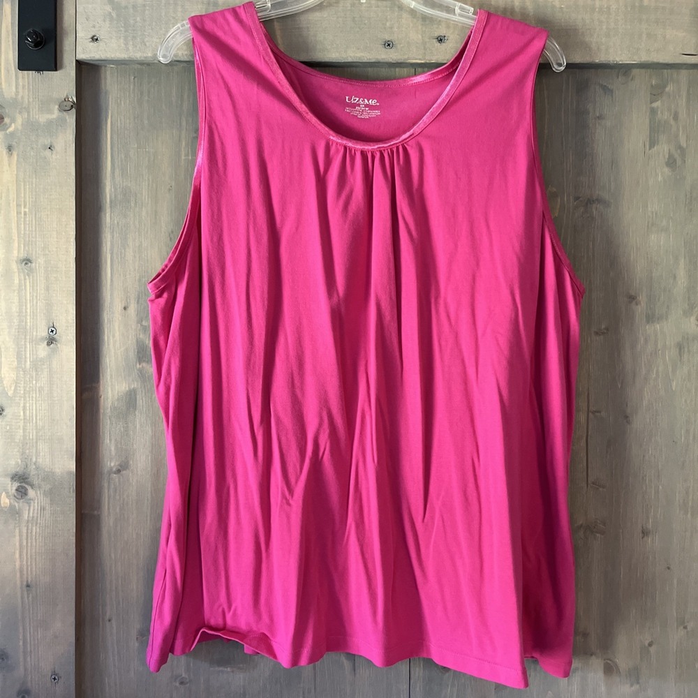 Vintage Liz & Me Pink Tank Top Women's Size 2X Stretchy Colorful Classic‎
